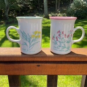 Churchill England Floral Herb Mugs Set of 2 | Botanical Tea Cups